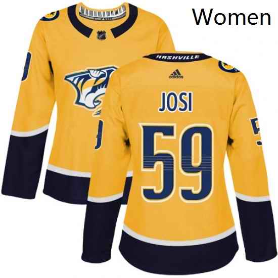 Womens Adidas Nashville Predators 59 Roman Josi Authentic Gold Home NHL Jersey